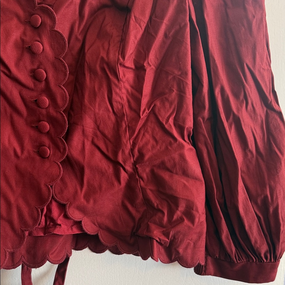 Reformation Size 8 Elianna Puff Shoulder Top in Chianti Button Front Enclosure - Picture 11 of 16
